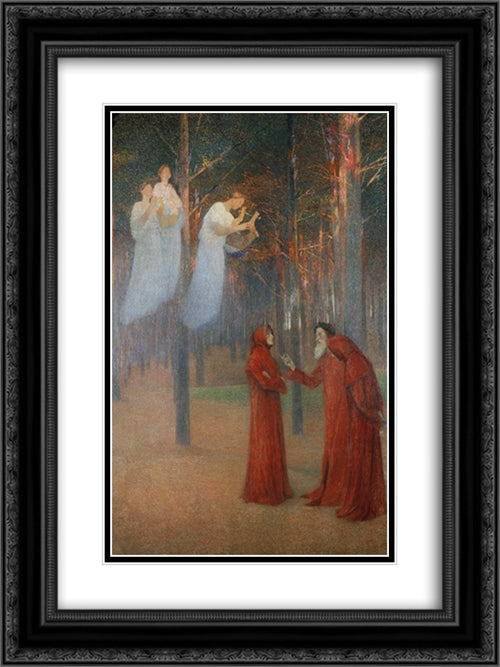 The poets in the Bois Sacre 18x24 Black Ornate Wood Framed Art Print Poster with Double Matting by Martin, Henri