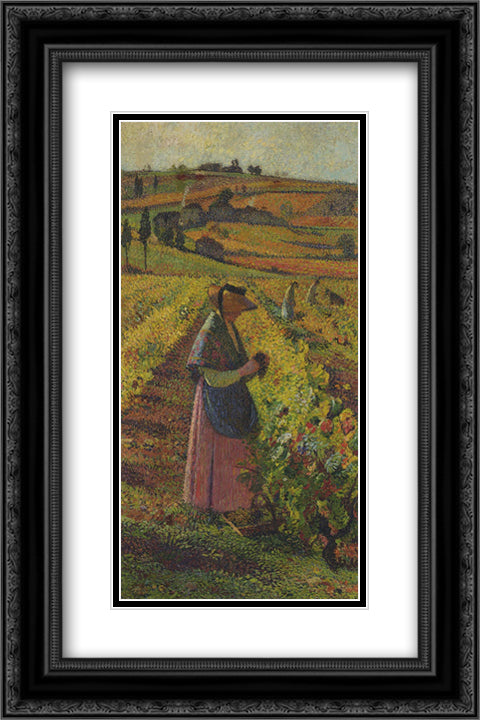 The Harvest 16x24 Black Ornate Wood Framed Art Print Poster with Double Matting by Martin, Henri