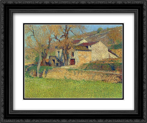 Labastide farmhouse near Labastide du Vert 24x20 Black Ornate Wood Framed Art Print Poster with Double Matting by Martin, Henri