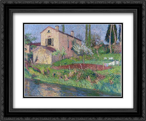 Marie Louise House in Spring 24x20 Black Ornate Wood Framed Art Print Poster with Double Matting by Martin, Henri