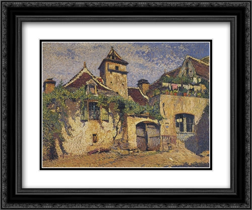 Houses in the Village 24x20 Black Ornate Wood Framed Art Print Poster with Double Matting by Martin, Henri