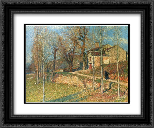 Near Colliure in Twilight 24x20 Black Ornate Wood Framed Art Print Poster with Double Matting by Martin, Henri