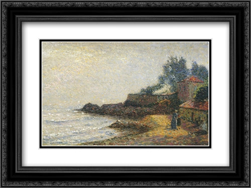 Mediterranean landscape 24x18 Black Ornate Wood Framed Art Print Poster with Double Matting by Martin, Henri