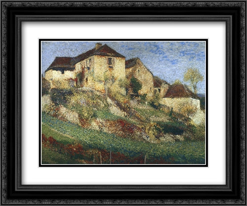 Landscape with House 24x20 Black Ornate Wood Framed Art Print Poster with Double Matting by Martin, Henri