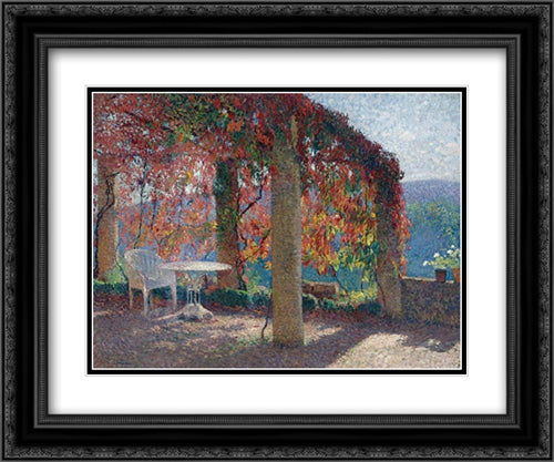 Pergola in Marquayrol in Autumn 24x20 Black Ornate Wood Framed Art Print Poster with Double Matting by Martin, Henri