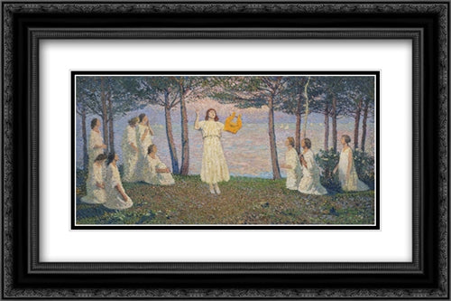 Poetesses on a Take Shore 24x16 Black Ornate Wood Framed Art Print Poster with Double Matting by Martin, Henri