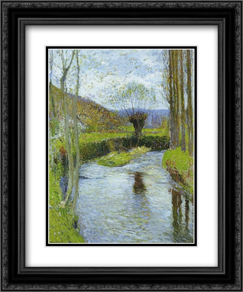 River Vert in Spring 20x24 Black Ornate Wood Framed Art Print Poster with Double Matting by Martin, Henri