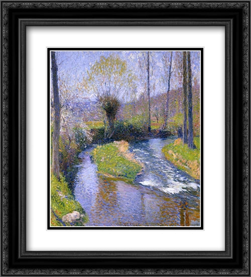 River Vert 20x22 Black Ornate Wood Framed Art Print Poster with Double Matting by Martin, Henri