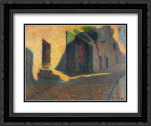 Village Street in Hombre Violette 24x20 Black Ornate Wood Framed Art Print Poster with Double Matting by Martin, Henri