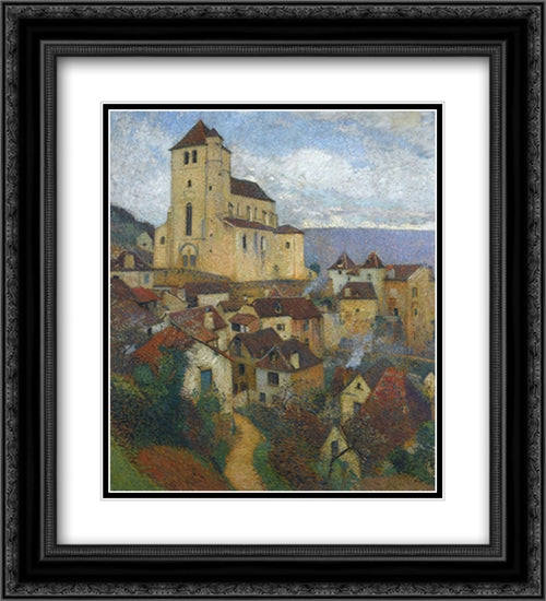 Saint Cirq Lapopie 20x22 Black Ornate Wood Framed Art Print Poster with Double Matting by Martin, Henri