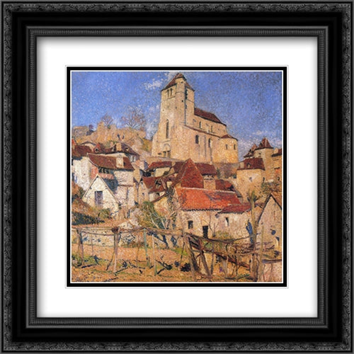 Saint Cirq Lapopie over the Roofs 20x20 Black Ornate Wood Framed Art Print Poster with Double Matting by Martin, Henri