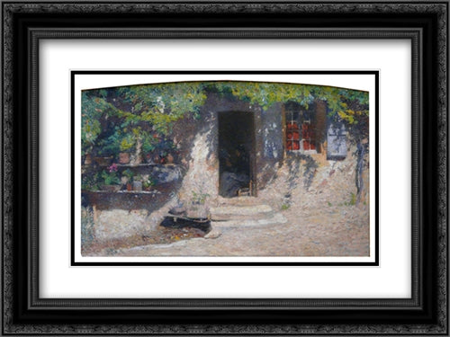 Sunny Doorway 24x18 Black Ornate Wood Framed Art Print Poster with Double Matting by Martin, Henri