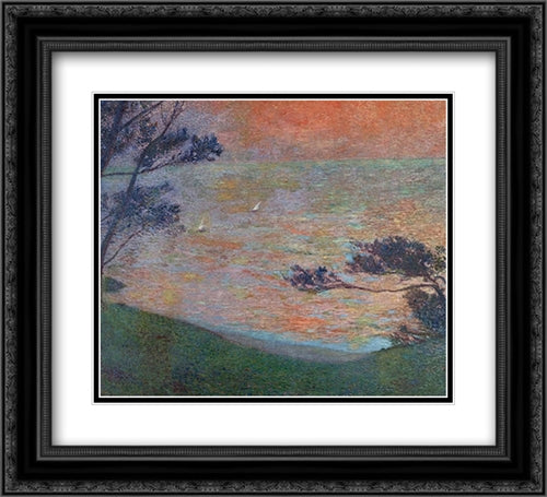 Sunset at Sea 22x20 Black Ornate Wood Framed Art Print Poster with Double Matting by Martin, Henri