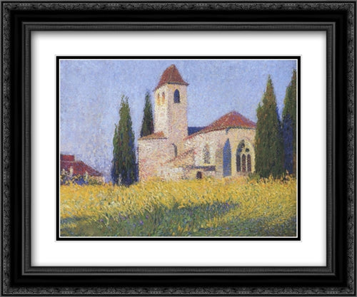 Church in Labastide 24x20 Black Ornate Wood Framed Art Print Poster with Double Matting by Martin, Henri