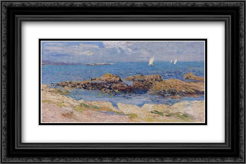 Near Saint Malo 24x16 Black Ornate Wood Framed Art Print Poster with Double Matting by Martin, Henri