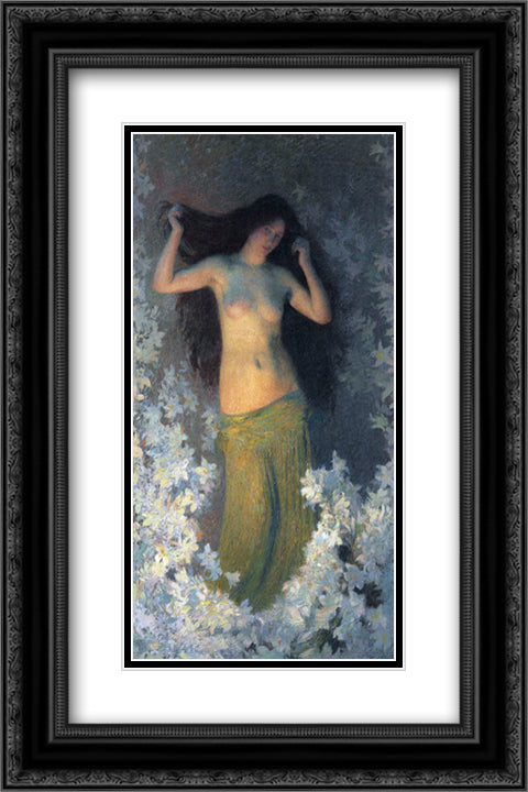 The Beauty 16x24 Black Ornate Wood Framed Art Print Poster with Double Matting by Martin, Henri