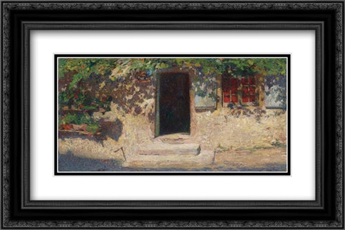 The open door 24x16 Black Ornate Wood Framed Art Print Poster with Double Matting by Martin, Henri