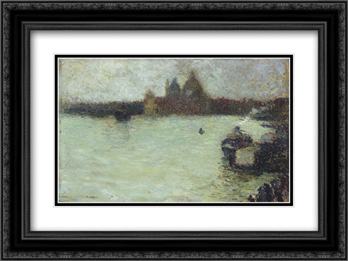 The Salute in Venice 24x18 Black Ornate Wood Framed Art Print Poster with Double Matting by Martin, Henri