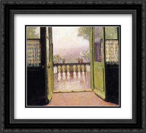 The Terrace 22x20 Black Ornate Wood Framed Art Print Poster with Double Matting by Martin, Henri