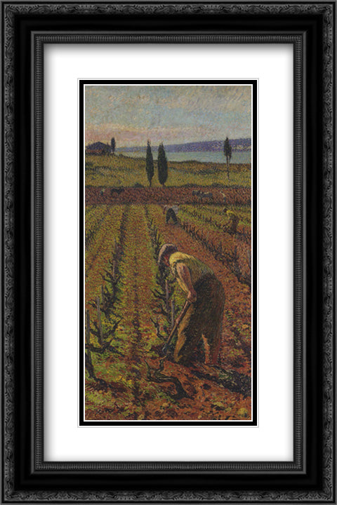 Farmer 16x24 Black Ornate Wood Framed Art Print Poster with Double Matting by Martin, Henri