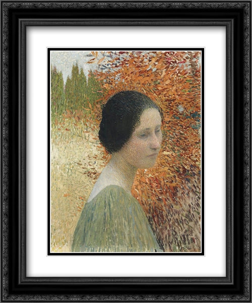 Portrait of a woman 20x24 Black Ornate Wood Framed Art Print Poster with Double Matting by Martin, Henri