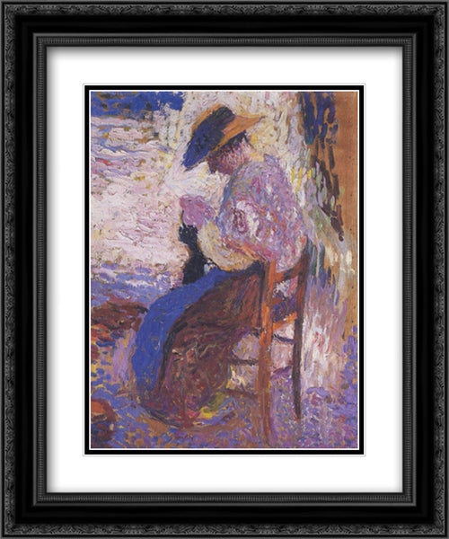 Young Girl with Doll 20x24 Black Ornate Wood Framed Art Print Poster with Double Matting by Martin, Henri