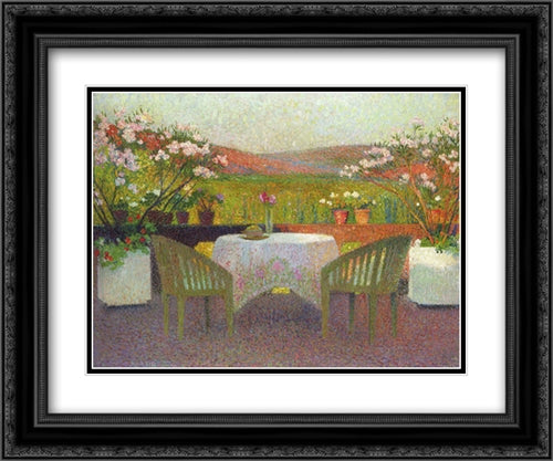 Terrace in Marquayrol 24x20 Black Ornate Wood Framed Art Print Poster with Double Matting by Martin, Henri