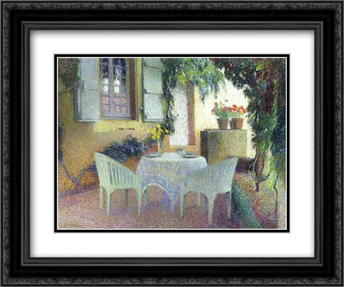 Terrace of the Manor in Marquayrol 24x20 Black Ornate Wood Framed Art Print Poster with Double Matting by Martin, Henri