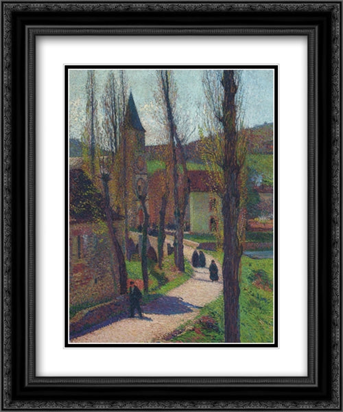 The Church in Labastide du Vert 20x24 Black Ornate Wood Framed Art Print Poster with Double Matting by Martin, Henri