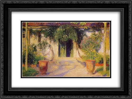 The Green Door 24x18 Black Ornate Wood Framed Art Print Poster with Double Matting by Martin, Henri