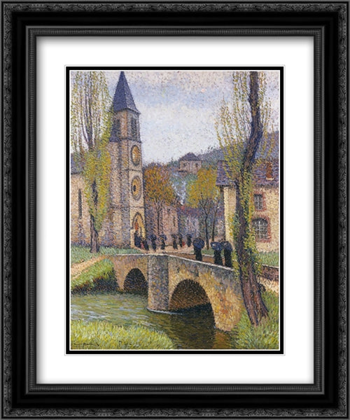 The Hour of Mass in Labastide du Vert 20x24 Black Ornate Wood Framed Art Print Poster with Double Matting by Martin, Henri