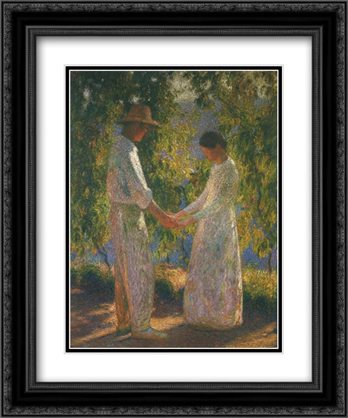 The Lovers 20x24 Black Ornate Wood Framed Art Print Poster with Double Matting by Martin, Henri