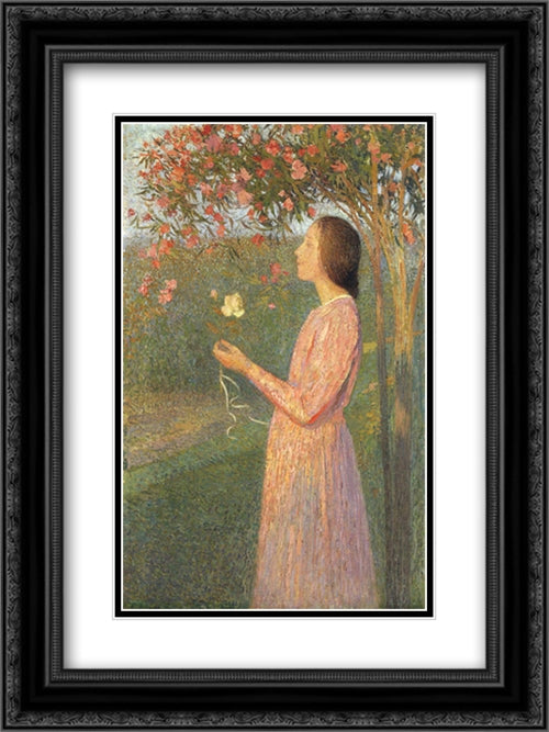 The Rose Robe 18x24 Black Ornate Wood Framed Art Print Poster with Double Matting by Martin, Henri