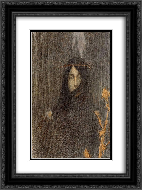 The Silence 18x24 Black Ornate Wood Framed Art Print Poster with Double Matting by Martin, Henri