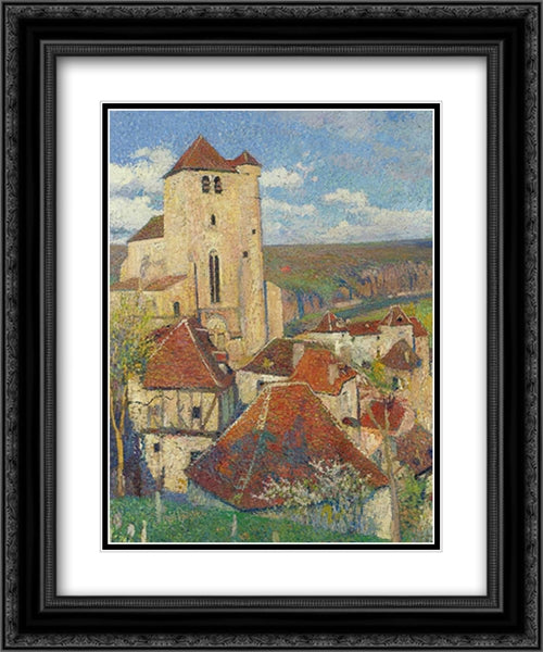 The Village Saint Cirq Lapopie 20x24 Black Ornate Wood Framed Art Print Poster with Double Matting by Martin, Henri