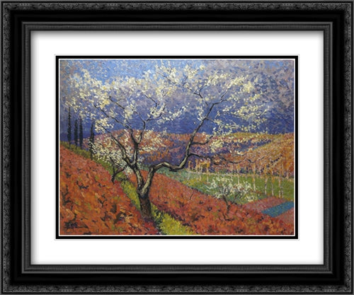 Trees in Flower 24x20 Black Ornate Wood Framed Art Print Poster with Double Matting by Martin, Henri