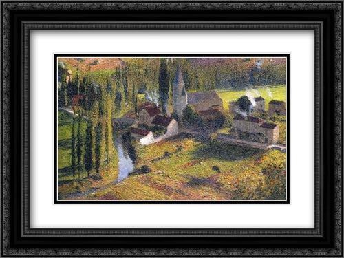 Village Labastide du Vert 24x18 Black Ornate Wood Framed Art Print Poster with Double Matting by Martin, Henri