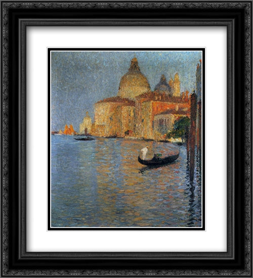 View of Salute in Venice 20x22 Black Ornate Wood Framed Art Print Poster with Double Matting by Martin, Henri