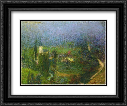 View of Labastide du Vert 24x20 Black Ornate Wood Framed Art Print Poster with Double Matting by Martin, Henri