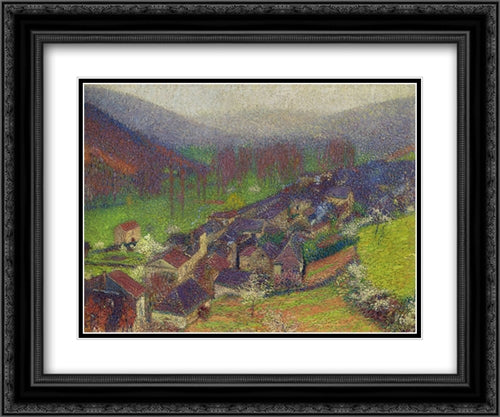 View of Labastide du Vert below Marquayrol 24x20 Black Ornate Wood Framed Art Print Poster with Double Matting by Martin, Henri