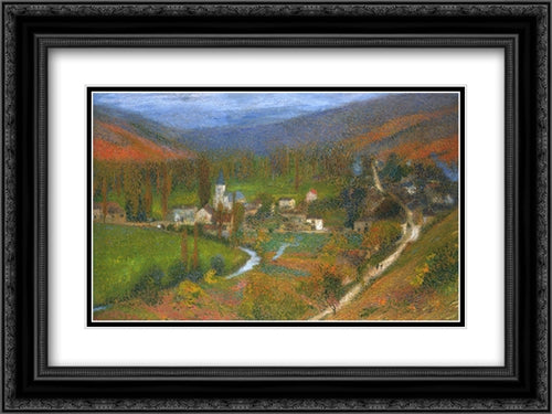 View of Labastide du Vert 24x18 Black Ornate Wood Framed Art Print Poster with Double Matting by Martin, Henri