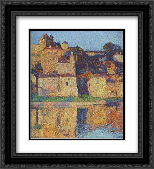 View of Puy l'Eveque 20x22 Black Ornate Wood Framed Art Print Poster with Double Matting by Martin, Henri