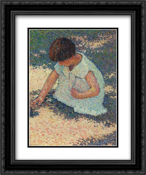 Young Girl 20x24 Black Ornate Wood Framed Art Print Poster with Double Matting by Martin, Henri