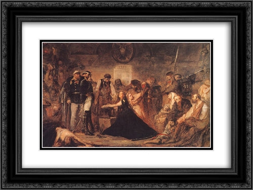 Polonia 24x18 Black Ornate Wood Framed Art Print Poster with Double Matting by Matejko, Jan