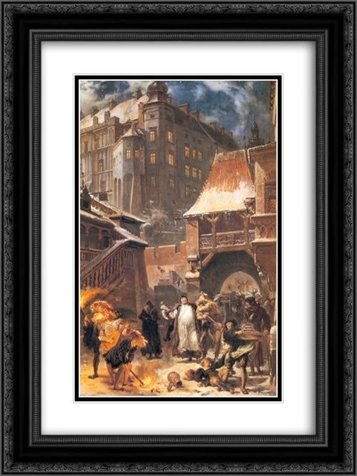 Gamrat and Stanczyk 18x24 Black Ornate Wood Framed Art Print Poster with Double Matting by Matejko, Jan