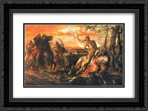 The death of Leszek the White 24x18 Black Ornate Wood Framed Art Print Poster with Double Matting by Matejko, Jan