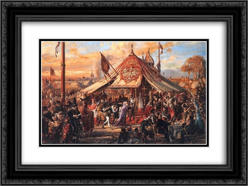 The Republic at Zenith of Power Golden Liberty Election A D 1573 24x18 Black Ornate Wood Framed Art Print Poster with Double Matting by Matejko, Jan