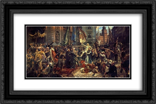 The Constitution of the 3rd May 1791 24x16 Black Ornate Wood Framed Art Print Poster with Double Matting by Matejko, Jan