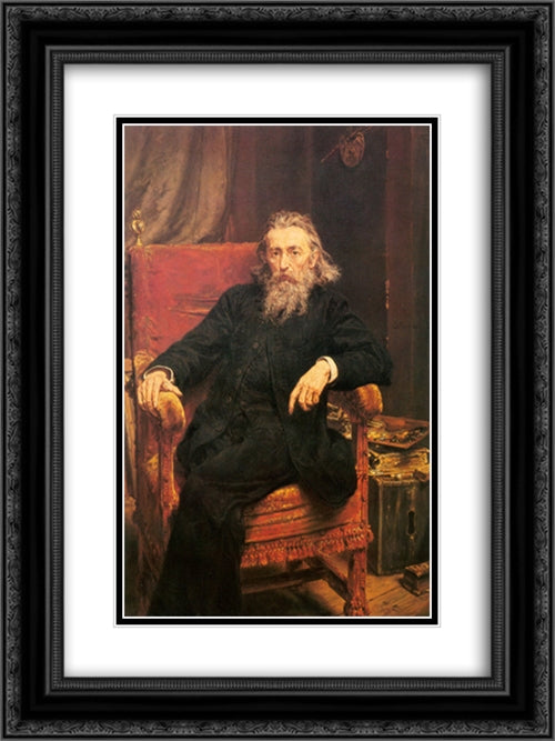 Self-portrait 18x24 Black Ornate Wood Framed Art Print Poster with Double Matting by Matejko, Jan