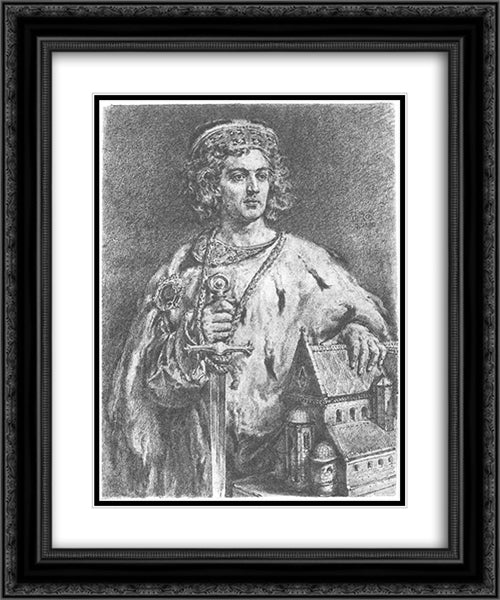 Boleslaw IV the Curly 20x24 Black Ornate Wood Framed Art Print Poster with Double Matting by Matejko, Jan